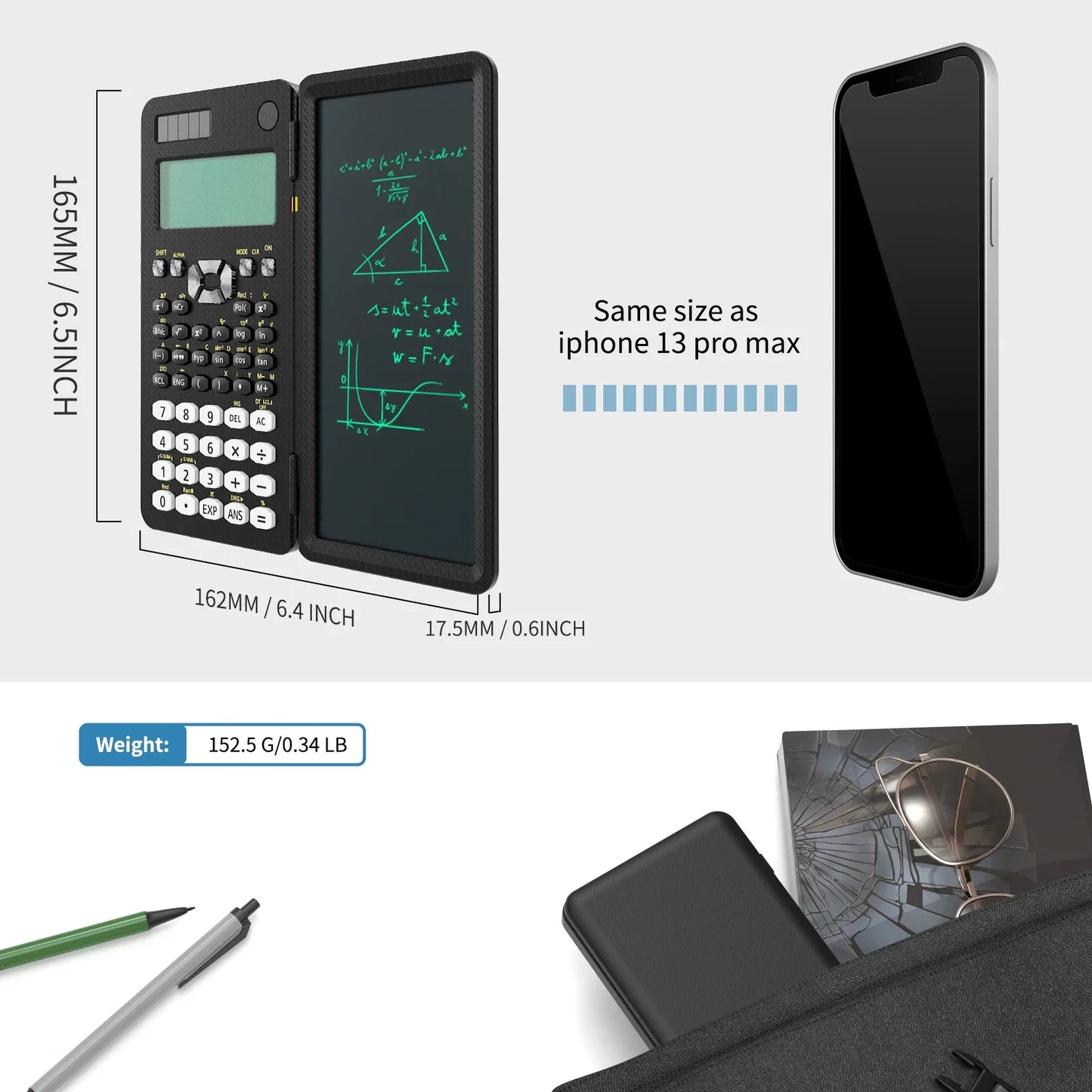Mini Scientific Calculator with Writing Tablet Calculators Notepad Memo Office Electronics School Supplies 991Es Ms EX 82Ms NEW